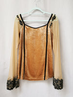 Load image into Gallery viewer, Vintage 90s gold sheer flare sleeve velveteen top
