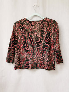 Vintage 00s Y2K abstract print 3/4 sleeve top