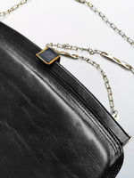 Load image into Gallery viewer, Vintage 80s retro black leather frame bag with chain
