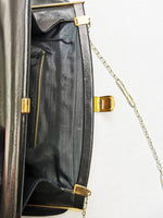 Load image into Gallery viewer, Vintage 80s retro black leather frame bag with chain
