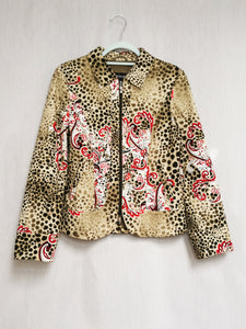 Vintage 90s Betty Barclay abstract animal print zipped blazer jacket