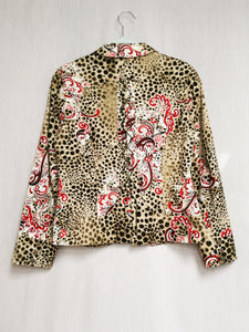 Vintage 90s Betty Barclay abstract animal print zipped blazer jacket