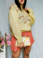 Load image into Gallery viewer, Vintage 90s handmade pastel yellow boat neck jumper top
