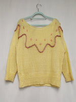 Load image into Gallery viewer, Vintage 90s handmade pastel yellow boat neck jumper top
