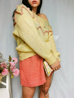 Load image into Gallery viewer, Vintage 90s handmade pastel yellow boat neck jumper top
