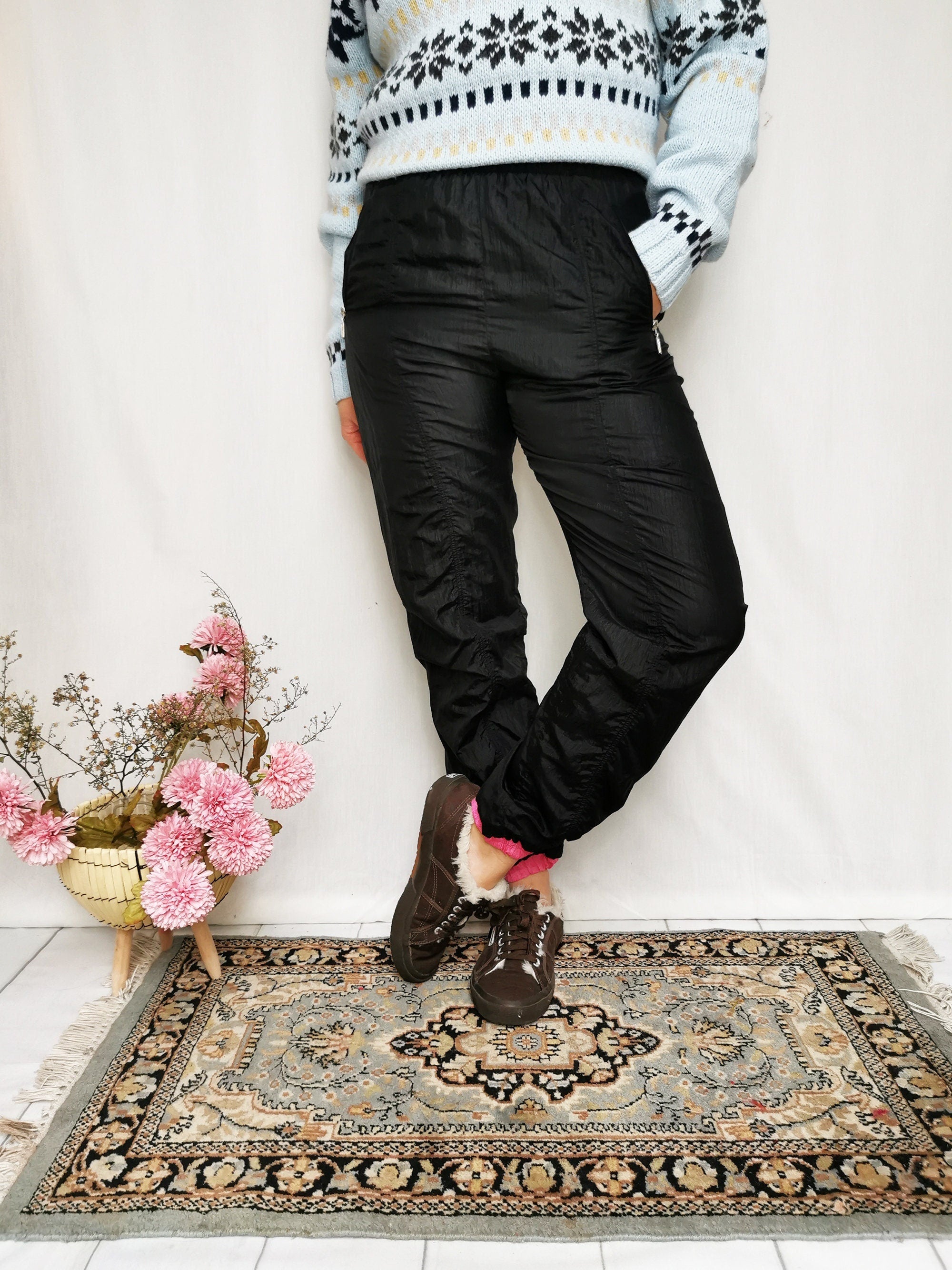 Vintage 90s black eggshell sports jogger trousers