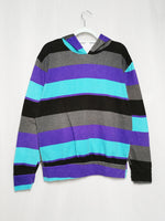 Load image into Gallery viewer, Vintage 90s hooded striped oversized sweatshirt
