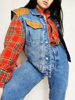 Load image into Gallery viewer, Vintage 90s blue Western denim vest gilet with Sherpa lining
