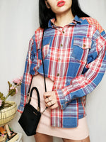 Load image into Gallery viewer, Vintage 90s menswear plaid unisex oversize shirt top
