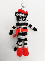 Load image into Gallery viewer, Handmade crochet striped Cat keychain, Christmas gift
