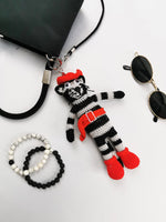 Load image into Gallery viewer, Handmade crochet striped Cat keychain, Christmas gift
