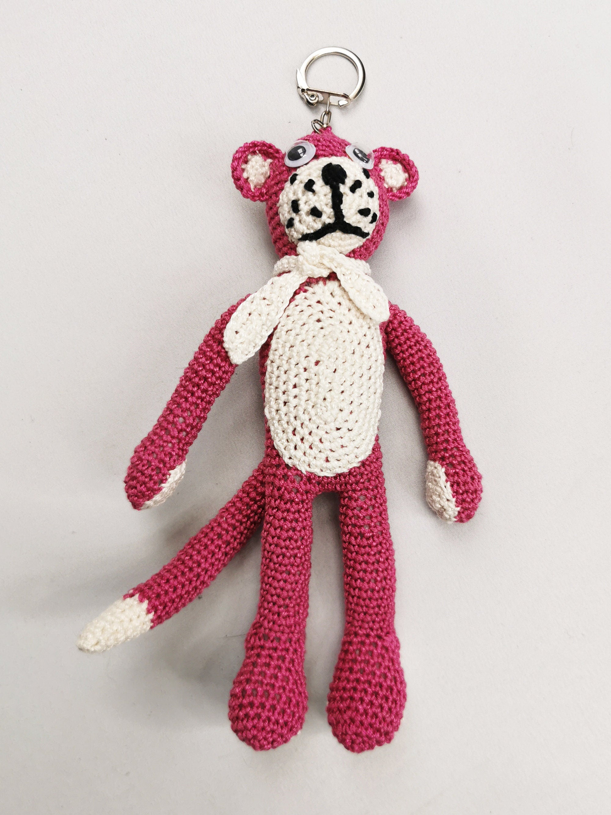 Handmade crochet Pink Panther keychain