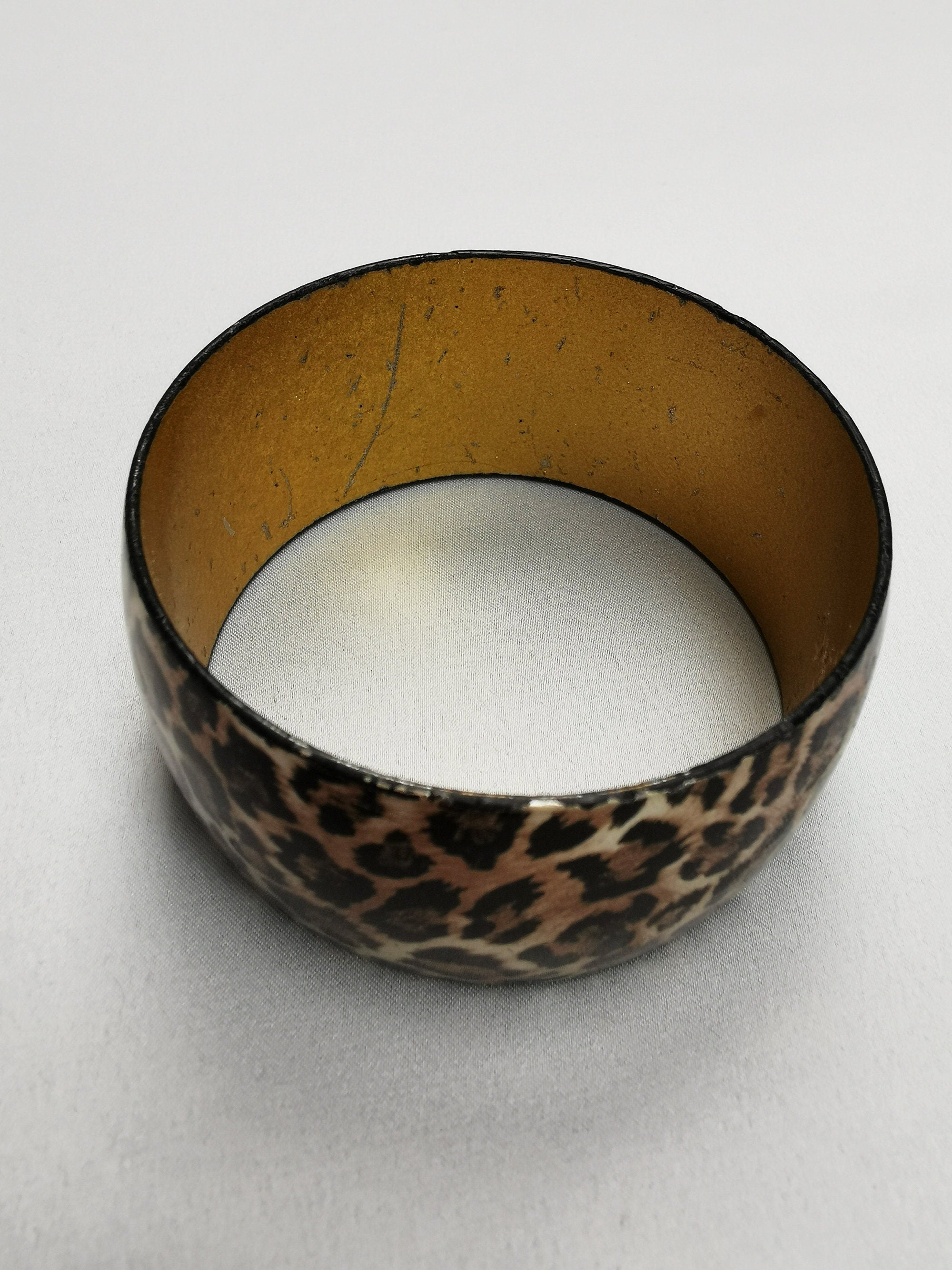 Y2K vintage plastic brown animal print round bracelet