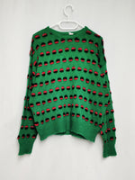 Load image into Gallery viewer, Vintage 90s green minimalist patterned crew neck jumper
