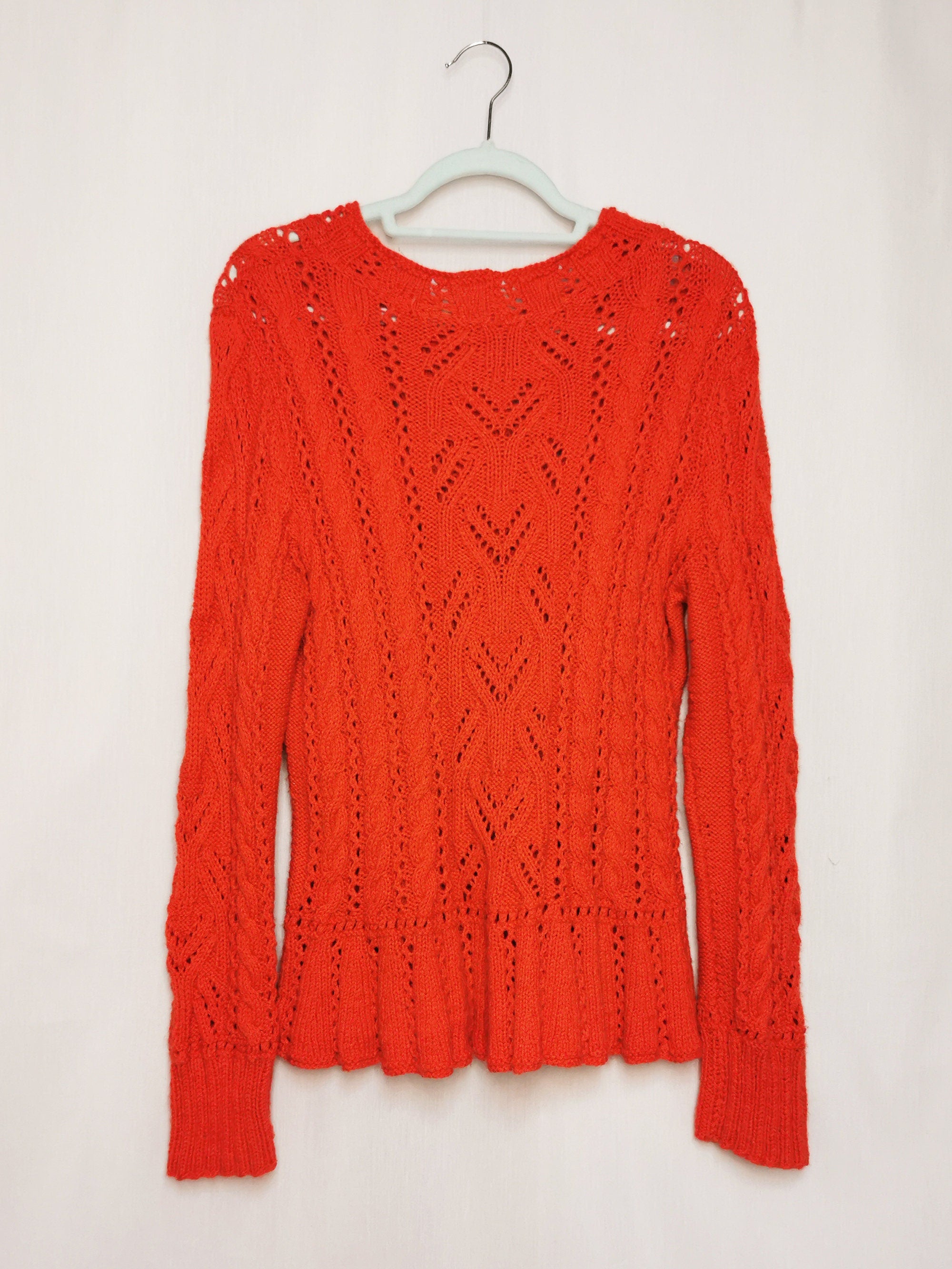 Vintage 90s handmade orange peplum jumper top