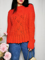 Load image into Gallery viewer, Vintage 90s handmade orange peplum jumper top
