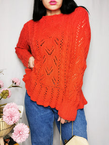 Vintage 90s handmade orange peplum jumper top