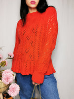 Load image into Gallery viewer, Vintage 90s handmade orange peplum jumper top
