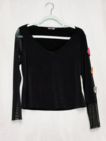 Load image into Gallery viewer, Vintage 90s minimalist black mesh sleeve Party top blouse

