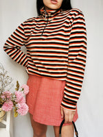 Load image into Gallery viewer, Vintage 90s striped quarter zip velveteen sweatshirt top
