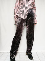 Load image into Gallery viewer, Vintage 90s shimmer purple velveteen straight pants
