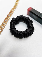 Load image into Gallery viewer, Handmade Vintage Style SMALL silky black hair scrunchy
