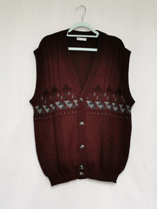 Vintage 90s marron buttons down knitted sweater vest top