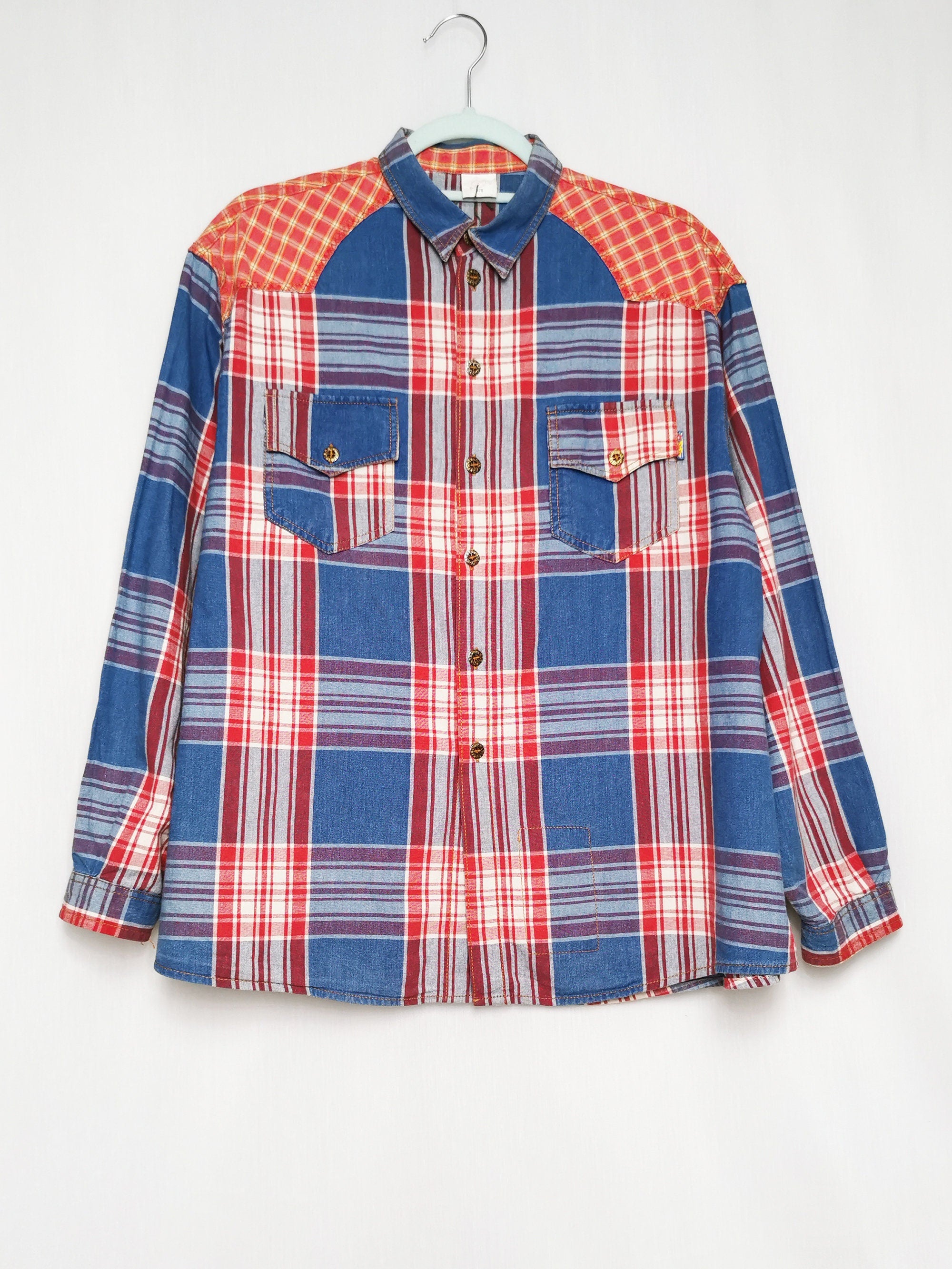 Vintage 90s menswear plaid unisex oversize shirt top