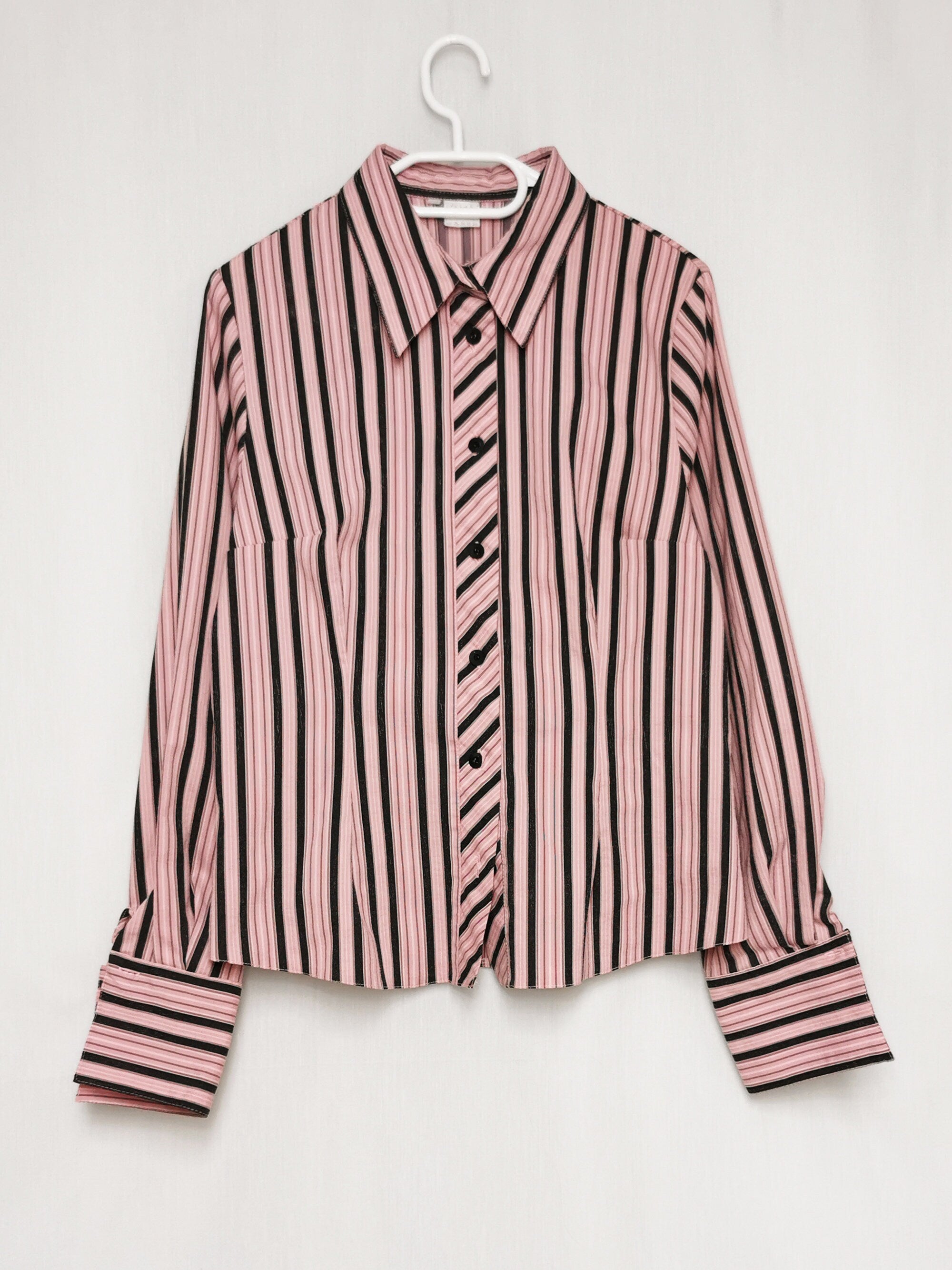 Vintage 90s pink striped formal smart woman shirt