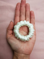 Load image into Gallery viewer, Handmade pearl white Scrunchies &amp; Headband set, 100% silk
