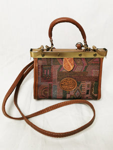 Vintage 80s retro small Carpet crossbody frame bag