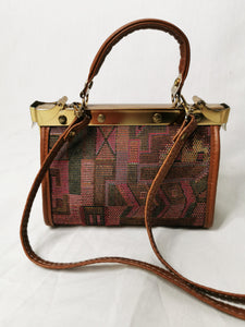 Vintage 80s retro small Carpet crossbody frame bag