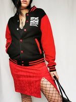 Load image into Gallery viewer, Vintage 90s red &amp; black buttons down varsity sweatshirt
