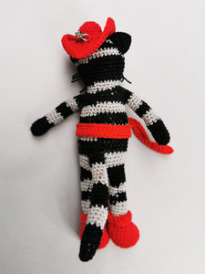 Handmade crochet striped Cat keychain, Christmas gift