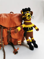 Load image into Gallery viewer, Handmade crochet brown striped Cat keychain, Christmas gift
