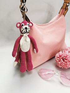 Handmade crochet Pink Panther keychain