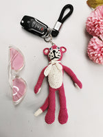 Load image into Gallery viewer, Handmade crochet Pink Panther keychain
