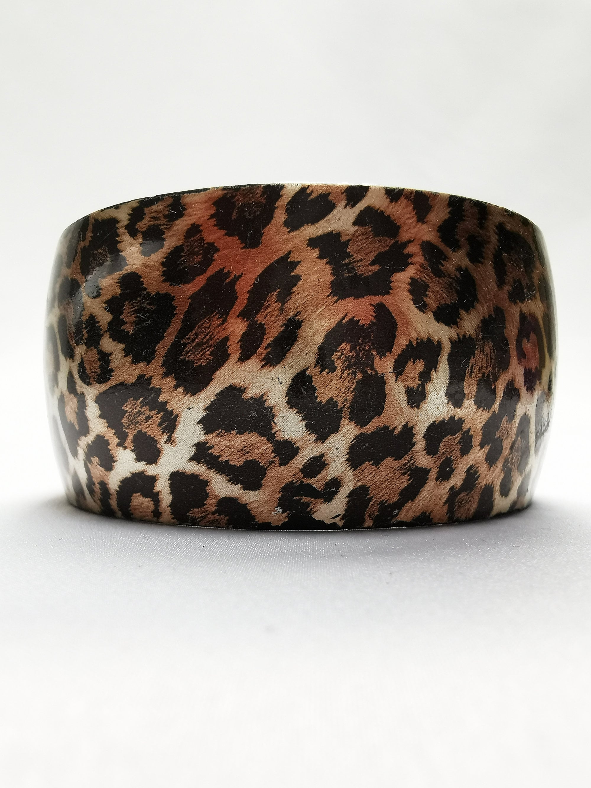 Y2K vintage plastic brown animal print round bracelet