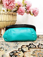 Load image into Gallery viewer, Vintage 80s faux leather turquoise frame purse bag
