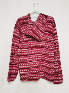 Vintage 90s pink striped handmade jumper with a hood