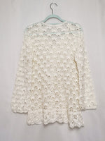 Load image into Gallery viewer, Vintage 80s white handmade sheer crochet long jumper top
