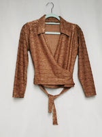 Load image into Gallery viewer, Vintage 90s brown wrapped Party top blouse
