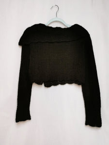 Vintage 90s dark brown knitted crop jumper to