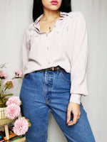 Load image into Gallery viewer, Vintage 90s light lilac folk embroidery smart blouse shirt
