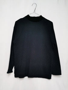 Vintage 90s off-black polka dot crew sweatshirt jumper