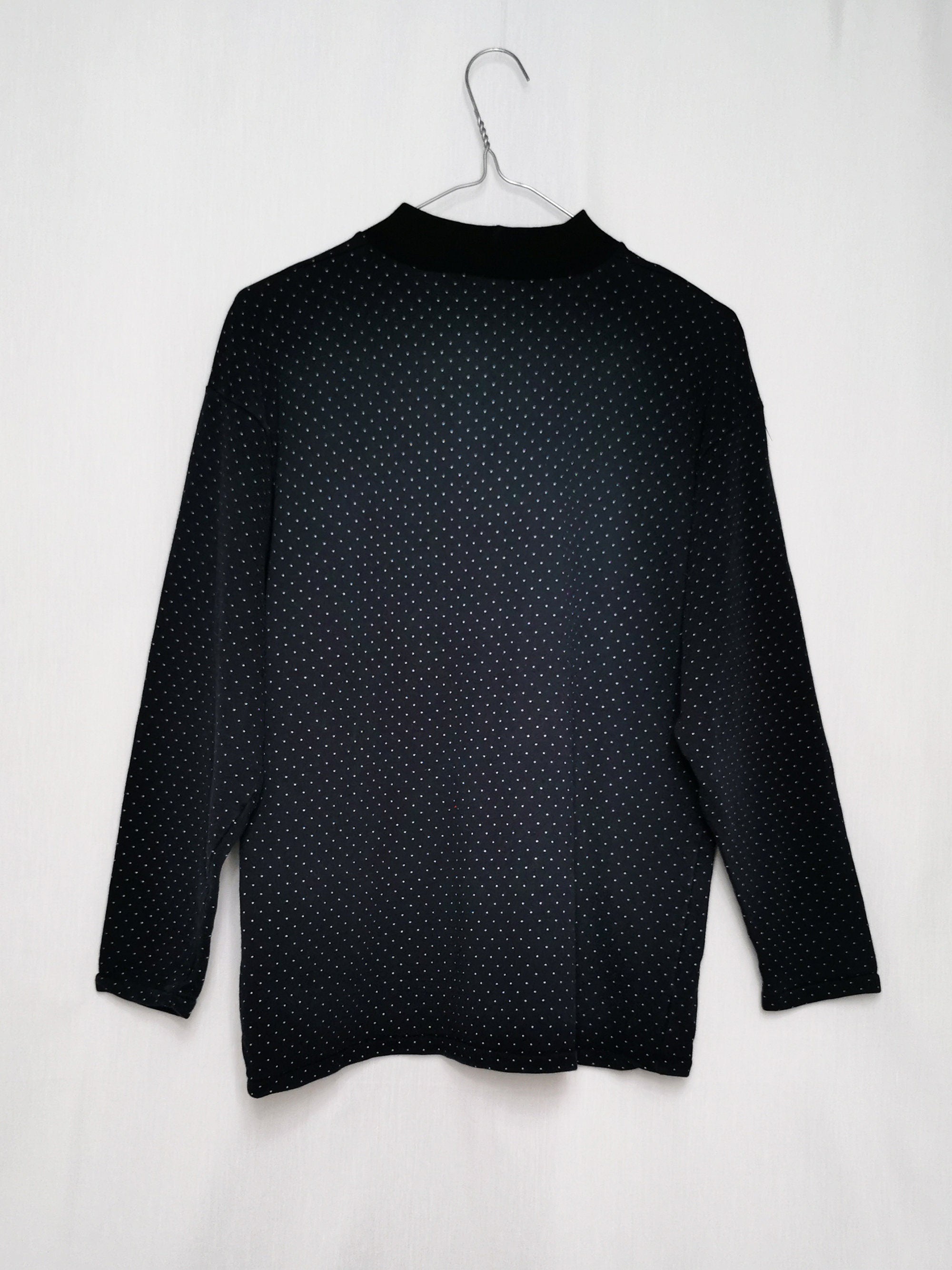 Vintage 90s off-black polka dot crew sweatshirt jumper