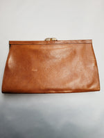 Load image into Gallery viewer, Vintage 80s brown leather reptile print Clutch bag

