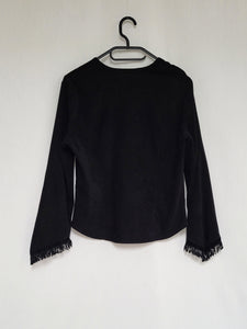 Vintage 90s faux suede black fringed Boho top