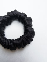 Load image into Gallery viewer, Handmade Vintage Style SMALL silky black hair scrunchy
