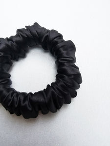 Handmade Vintage Style SMALL silky black hair scrunchy